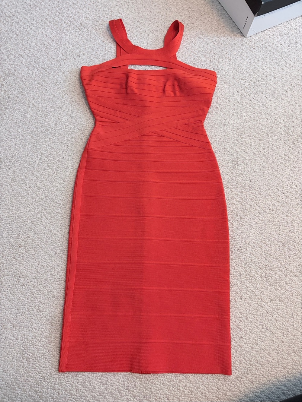 Hervé Léger Skylor Vermillion Cutout Bandage Dress XS